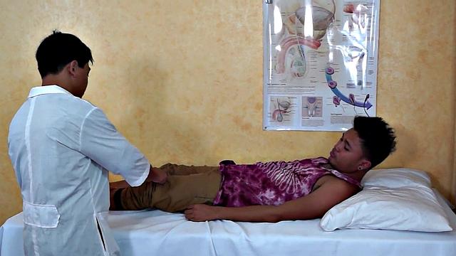 Enema Asian twink examined by doctor in kinky way