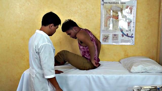 Enema Asian twink examined by doctor in kinky way