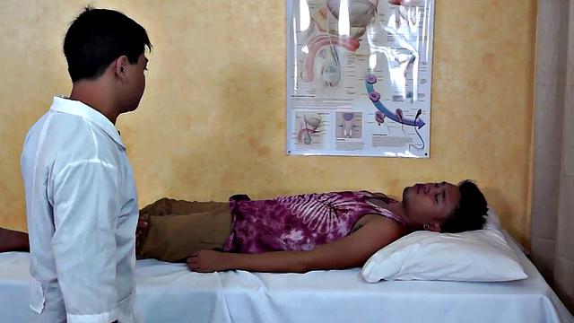 Enema Asian twink examined by doctor in kinky way