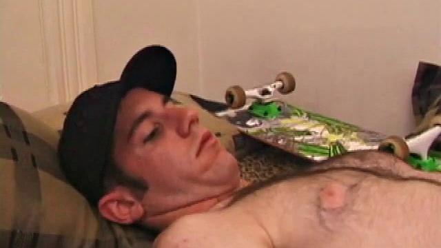 After Tag returns from skateboarding he decides to jack off. Thisself-sucking skater boy bends over and licks the head of his dick. Then, after stroking with determination, Tag busts a warm cum load onto his face.