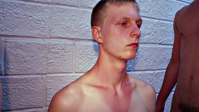 Watch these military guys get drilled hard in dorm room group before jerking off