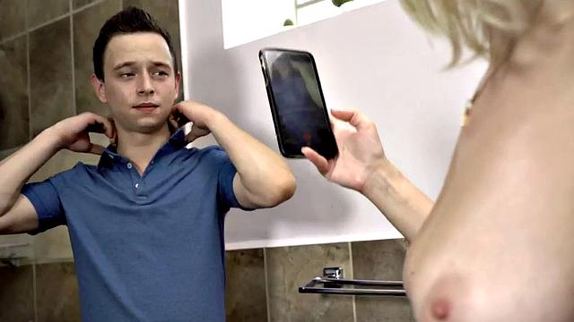 Blonde mature slut gets pussy drilled by younger lover