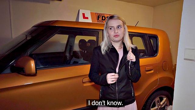 Real driving babe public fucked in garage by instructor