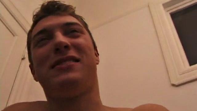 Jake bends over to suck his own cock and jerks off