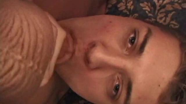Jake bends over to suck his own cock and jerks off