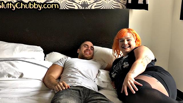 BBW boobylicious redhead slut shows sucking skills