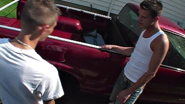 We look in on 20 year old Korey, washing his truck when fuck buddy Jayson stops by and offers some help.