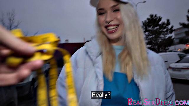 Ballssucking blonde pussy in POV