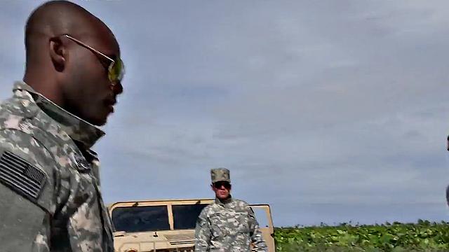 BBC army stud sucked and rimmed in anal orgy