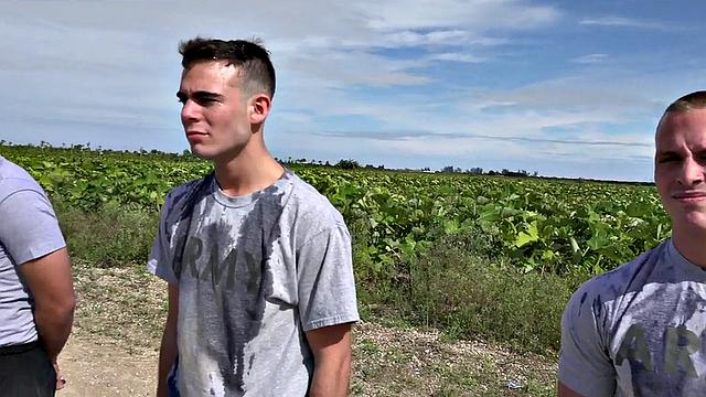 BBC army stud sucked and rimmed in anal orgy