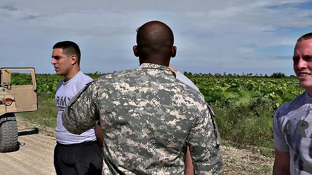 BBC army stud sucked and rimmed in anal orgy