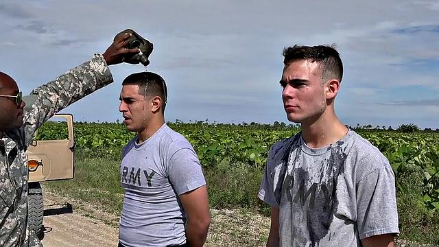 BBC army stud sucked and rimmed in anal orgy