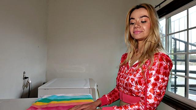 POV stepmom pussybanged in laundry by stepson