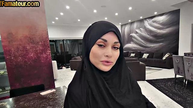 DTF amateur hijab bae pussy riding in POV