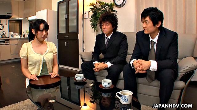 Hot woman Reina Misaki gets two big cocks