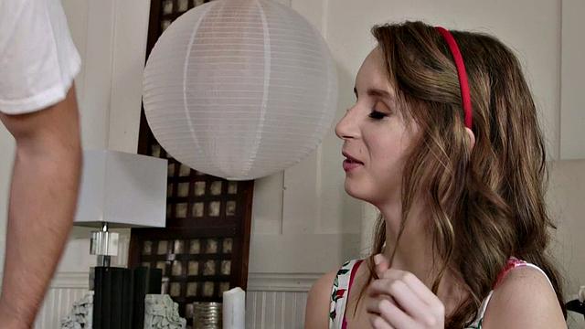 Inexperienced brunette teen gets fucked hard and moans as she receives a big load.