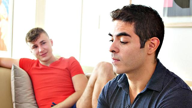 Turns out he's not just hiding in the closet-he's busy getting pounded by his hot bro