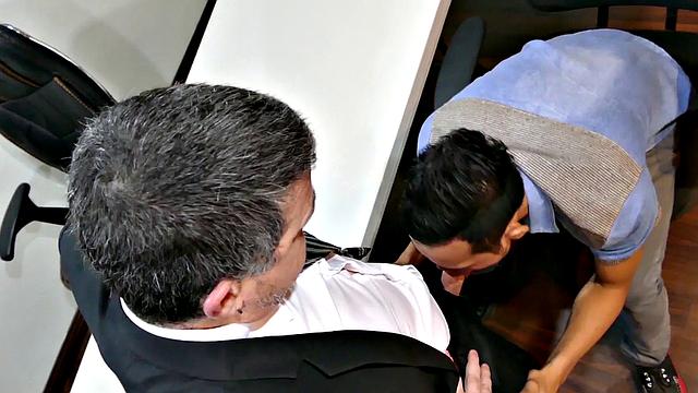 Slim Asian barebacked by boss after blowing his dick