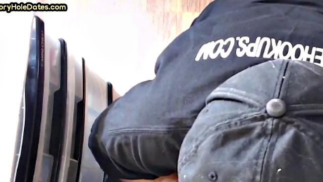 Mature gay cocksucker sucks in gloryhole at home