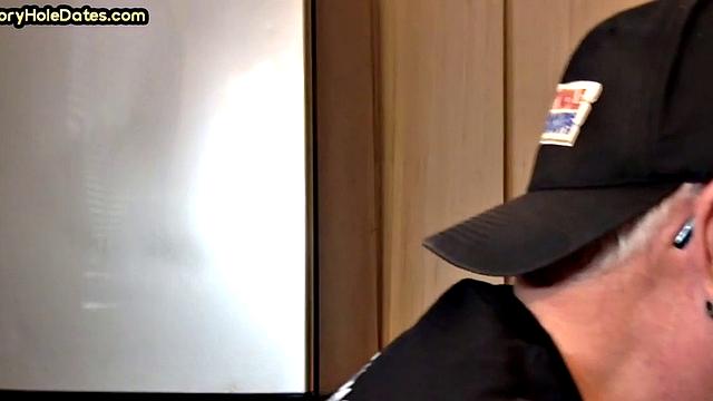 Mature gay cocksucker sucks in gloryhole at home