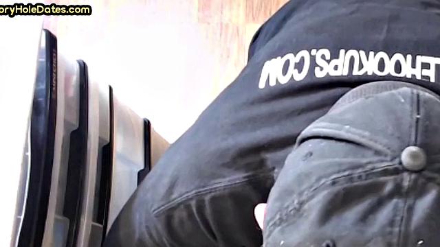 Mature gay cocksucker sucks in gloryhole at home