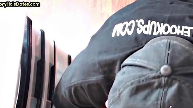 Mature gay cocksucker sucks in gloryhole at home