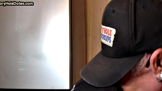 Mature gay cocksucker sucks in gloryhole at home