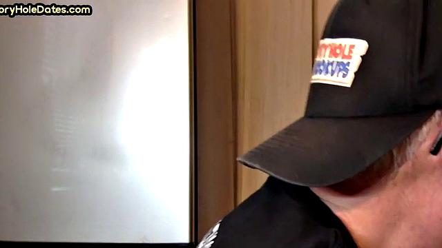 Mature gay cocksucker sucks in gloryhole at home