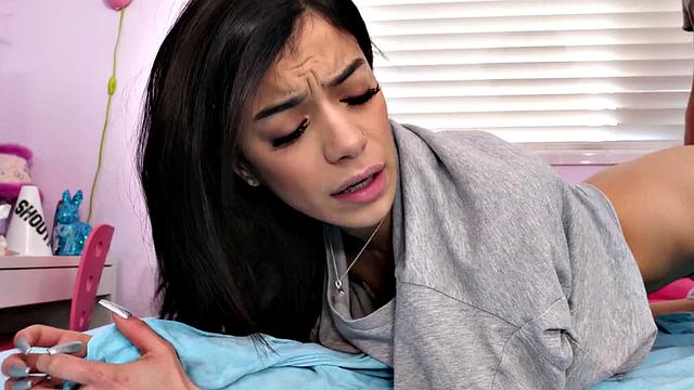 Busty brunette gets pussylicked and then gets doggystyled