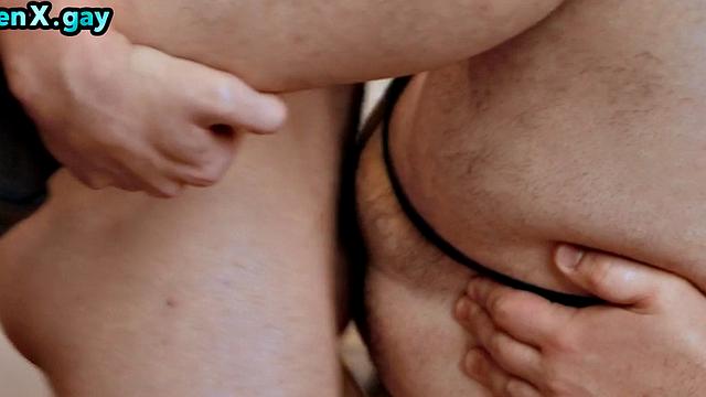 Hairy gay enjoys riding big cock while fucking