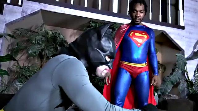 Hung black man barebacking batman after getting blown