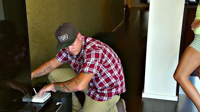 Sabrina Banks gets brutally drilled by a well-endowed guy in every position imaginable