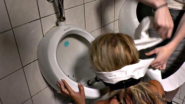 German slut humiliated and ass fucked in public while wearing high heels and a dress