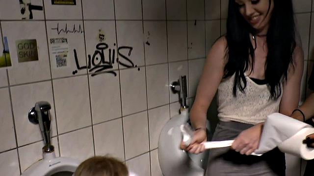 German slut humiliated and ass fucked in public while wearing high heels and a dress