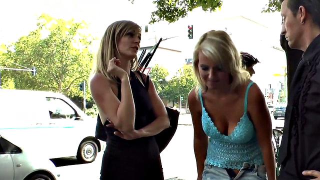 German slut humiliated and ass fucked in public while wearing high heels and a dress