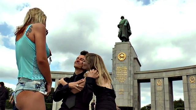 German slut humiliated and ass fucked in public while wearing high heels and a dress