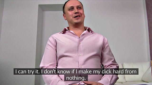 Chubby Guy Get's His Dick Ready For Agent's Wet Pussy