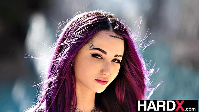 HardX - Purple Haired Babe Squirts All Over Mega Hunk