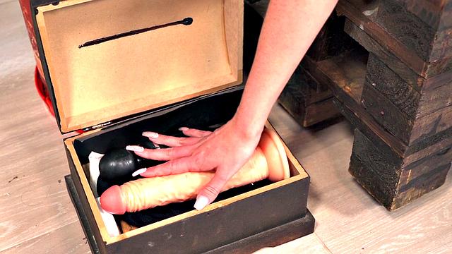 Brunette beauty with hard pencil-eraser nips strips off red lingerie and shows off some of her favorite toys