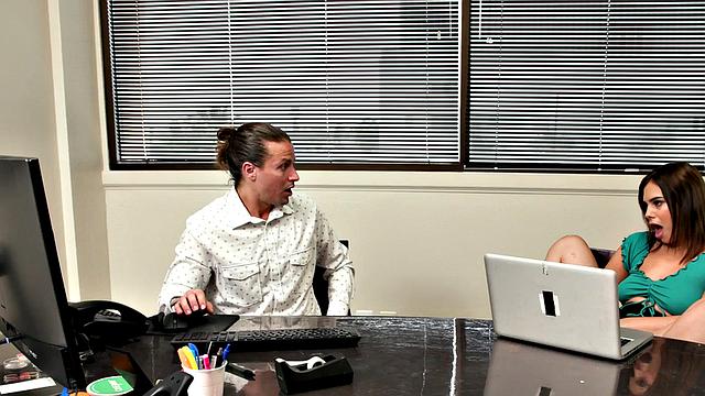 Hairy secretary got her holes fucked by boss
