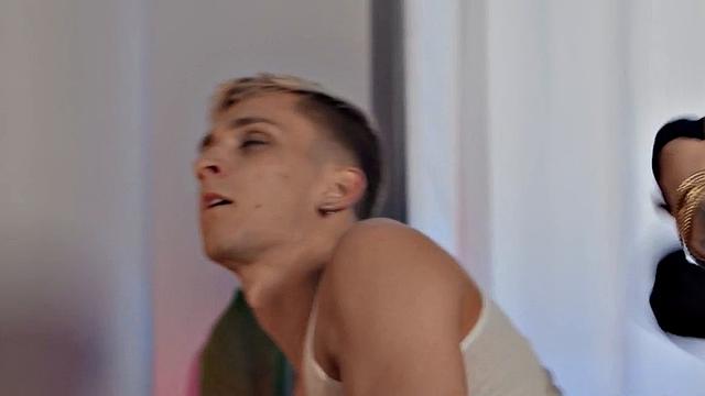 Dominant with long hair barebacks twink at massage