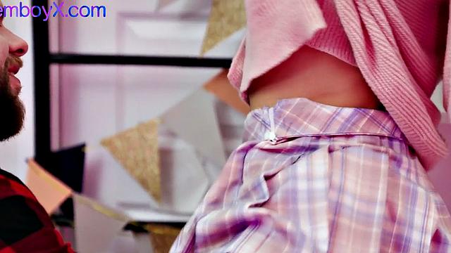 Sweet longhair RoseBoi upskirt fuck