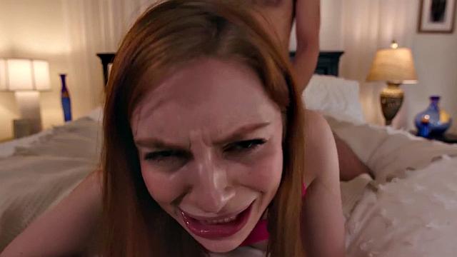 Redheaded stepsis pussy licked before being stuffed in prone bone