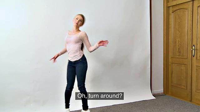 Office sex for sexy British model