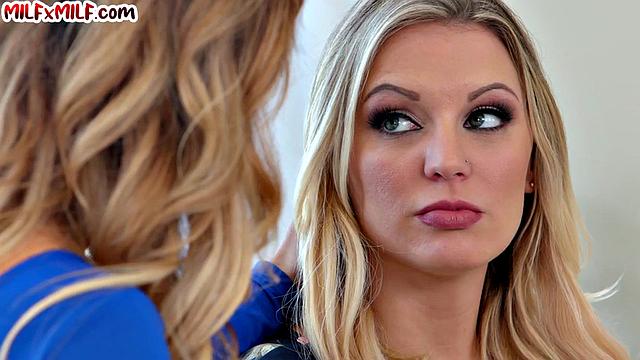 Gorgeous big-titted MILFs scissoring