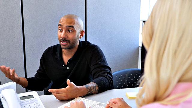 Beautiful Kay knows how to get naughty in the office