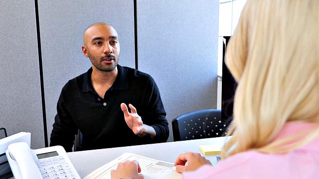 Beautiful Kay knows how to get naughty in the office