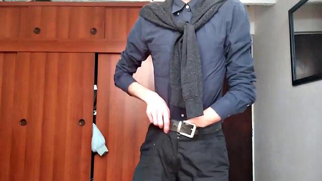 Super skinny Pervert Boy strips down to boxers and gropes at his big uncut cock. Once hard, the young man pushes underwear down and pulls stiff dick out.