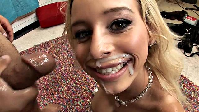 Skinny blonde teen bends over and takes a hard fucking on the couch