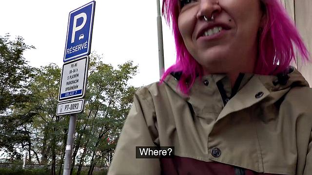 A bald chick take a hardcore pounding in a strip club in POV